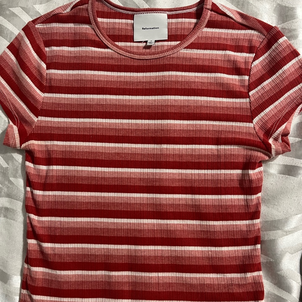 Reformation Red and White Striped Top, worn once perfect condition!